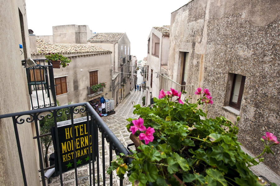 View from the balcony of the hotel Moderno in Erice